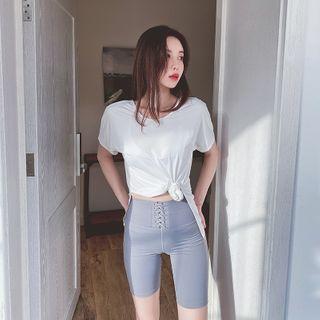 Lace-up High-waist Sports Shorts