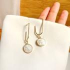 Floral Drop Earring 1 Pair - S925 Silver Needle - Stud Earrings - Gold - One Size