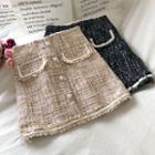 Faux Pearl Tweed A-line Mini Skirt