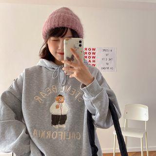Bear And Letter Print Hoodie