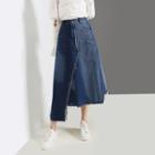 Asymmetrical A-line Denim Skirt Blue - One Size