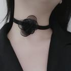 Flower Flannel Choker Black - One Size