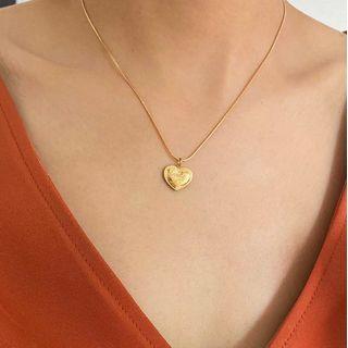 Heart Pendant Stainless Steel Necklace E249 - Gold - One Size