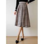 Gingham Pleated Midi Lace Skirt