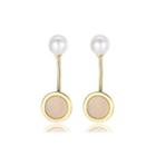 Sterling Silver Plated Gold Simple Geometric Round Earrings With White Freshwater Pearls Golden - One Size