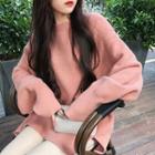 Plain Long-sleeve Top / Plain Wide Leg Pants / Set