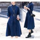 Long-sleeve Frog Buttoned Denim Dress