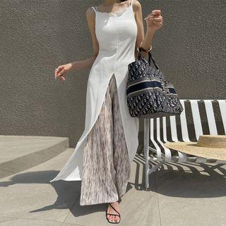 Spaghetti Strap Deep-slit Maxi Dress