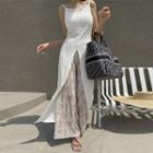 Spaghetti Strap Deep-slit Maxi Dress