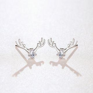 Rhinestone Antler Stud Earring Deer - One Size