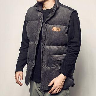 Applique Corduroy Padded Vest