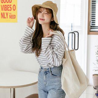 Plus Size Drop-shoulder Striped T-shirt
