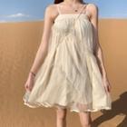 Mesh Sleeveless Mini Tutu Dress Off-white - One Size