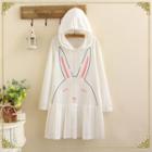 Long-sleeve Rabbit Print Hoodie Dress