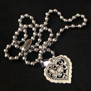 Heart Beaded Necklace Silver - One Size