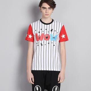 Short-sleeve Striped Couple Matching T-shirt