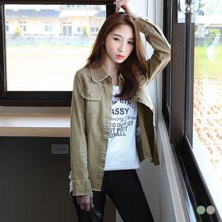 Fray-trimmed Buttoned Jacket