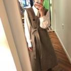 Shirt / Sleeveless Plaid A-line Midi Dress