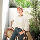 Pintuck-front Pom-pom Trim Top