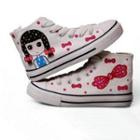 High-top Printed Canvas Sneakers