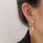 Rhinestone Earring 1 Pair - Earrring - Silver - Metal Star - Silver - One Size
