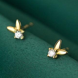 925 Sterling Silver Rabbit Rhinestone Earring