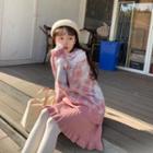 Long-sleeve Argyle Sweater / Long-sleeve Lace Top / Plain Knit Skirt