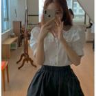 Lace Trim Short-sleeve Blouse / Shorts