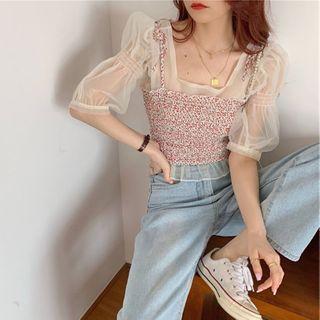 Sheer Short-sleeve Top / Camisole Top