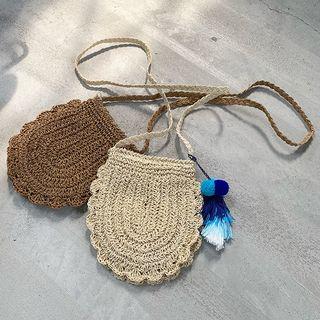 Tassel Woven Crossbody Bag