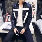 Faux Leather Zip Printed Jacket