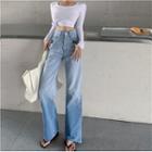 Long-sleeve T-shirt / Ombre Wide Leg Jeans