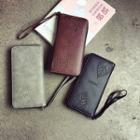 Embossed Faux-leather Long Wallet