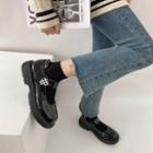 Checker Print Heart Buckled Mary Jane Shoes
