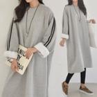 Striped-sleeve Oversized Pullover Dress