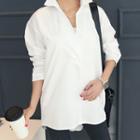 Buttoned-back Long Cotton Shirt