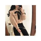 Sailor-collar Frill-trim Corduroy Blouse