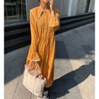 Floral Print Sailor Collar Bell-sleeve A-line Midi Dress