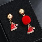 Non-matching Alloy Christmas Santa Hat Dangle Earring 1 Pair - As Shown In Figure - One Size