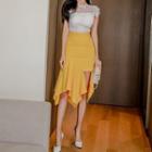 Cap-sleeve Lace Top / Fitted Irregular Mermaid Skirt