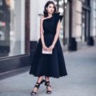 Asymmetric Shoulder Cocktail Dress