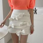 Inset Shorts Beribboned Miniskirt