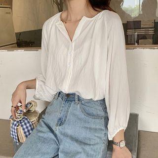 3/4-sleeve Blouse / Striped Long-sleeve T-shirt
