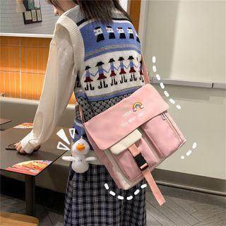 Two-tone Multi-section Crossbody Bag / Bag Charm