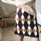 Argyle A-line Mini Knit Skirt