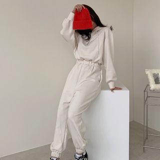 Zip-detail Hooded Jumpsuit