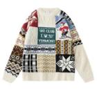 Color Block Patterned Sweater Almond - One Size
