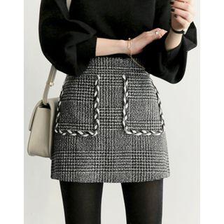 Cord-trim Checked Skirt