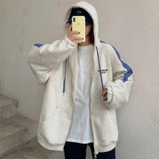 Long-sleeve Two-tone Oversized Hoodie