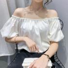 Puff-sleeve Cold-shoulder Chiffon Blouse